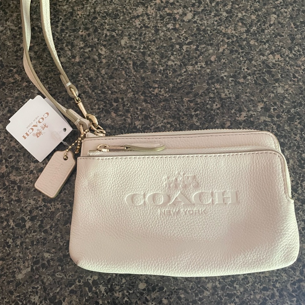 Coach Cream Leather Wristlet